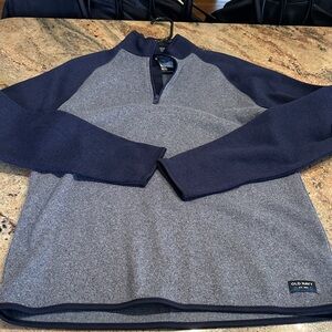 Old Navy Men's Gray and Navy Zip-Up Sweater